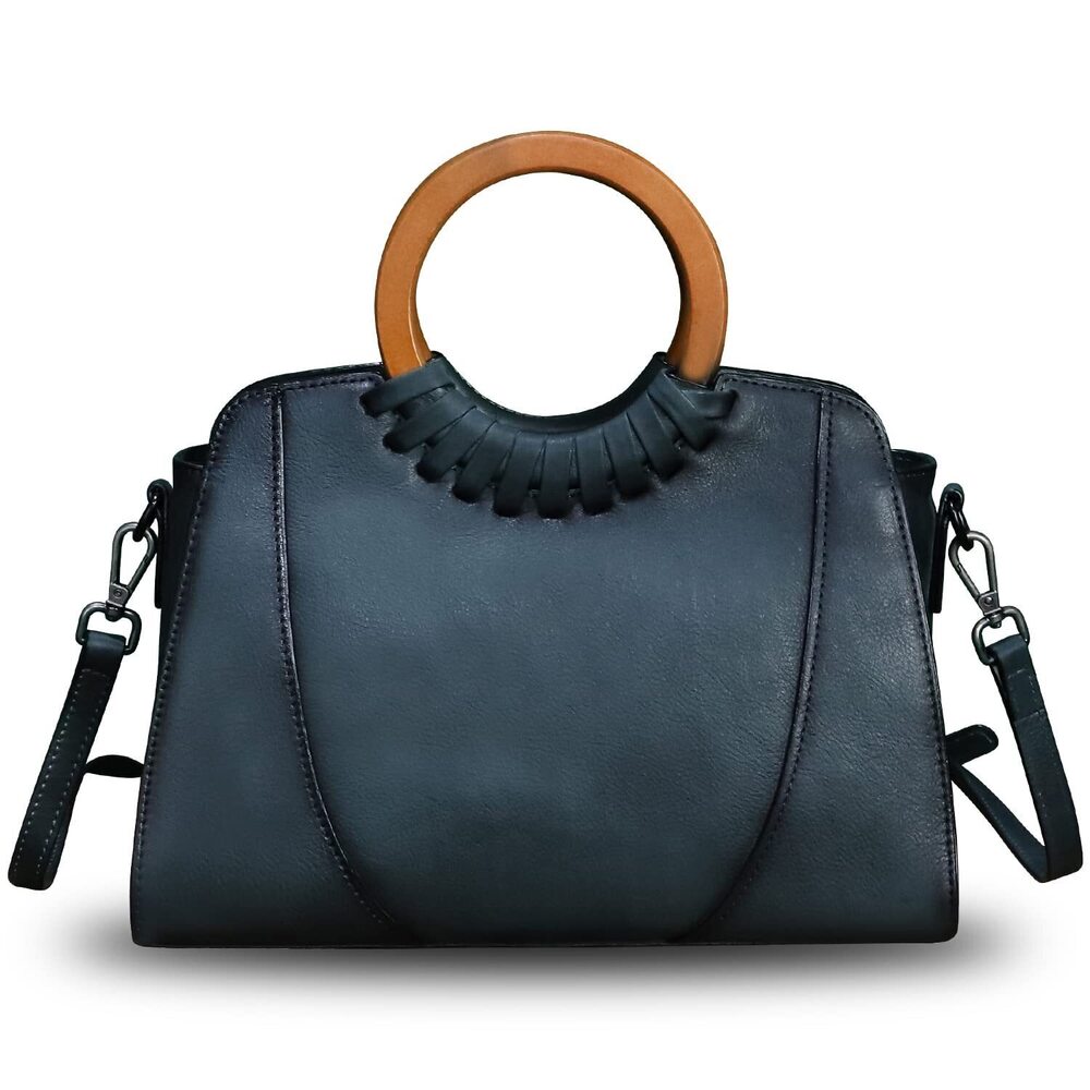 8972 Leather Top Handle Handbag Purse Satchel Retro Cowhide Handmade